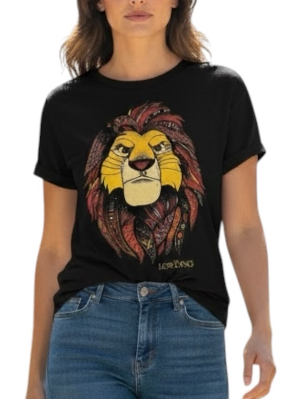 Disney The Lion King Mufasa Print Black T-Shirt Juniors L (11/13)